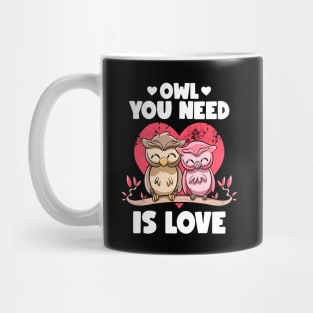 Owl You Need Is Love Adorable Owl Puns Couple Valentines Day Mug